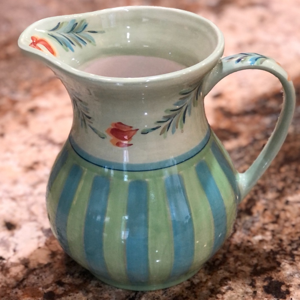 GORGEOUS SL@H Green PROVENCE Water Pitcher Gail Pittman Hand Painted Pottery